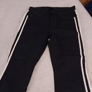 MOTHER Black Slim Jeans with White Stripes